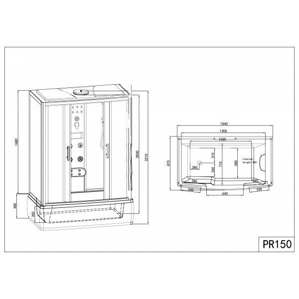 Sanotechnik Nevada 150 sprchový box s vaňou obdĺžnik 150x85x223cm