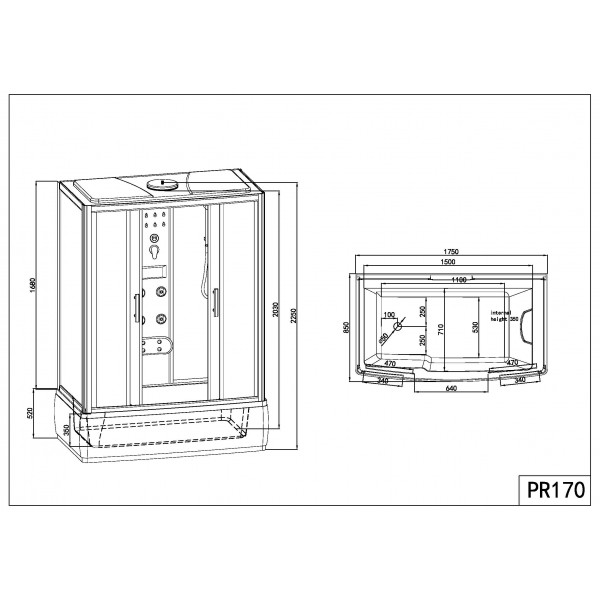 Sanotechnik Nevada 170 sprchový box s obdĺžnikovou vaňou 170x85x223cm